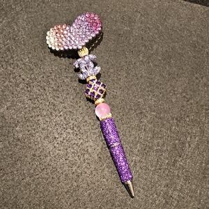 Luxe Inspired Purple Crystal Heart Glam Rhinestone Pen